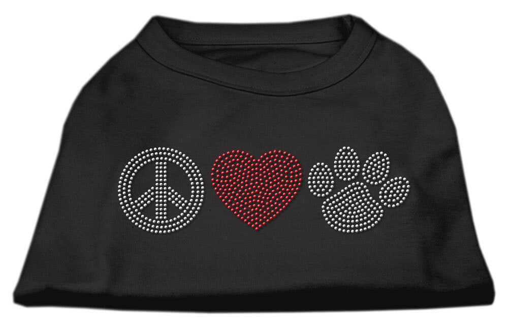 Camiseta para perros y gatos con diamantes de imitación, "Peace Love &amp; Paw"