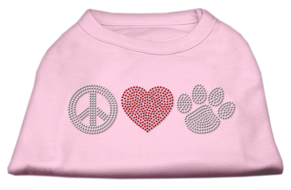 Camiseta para perros y gatos con diamantes de imitación, "Peace Love &amp; Paw"