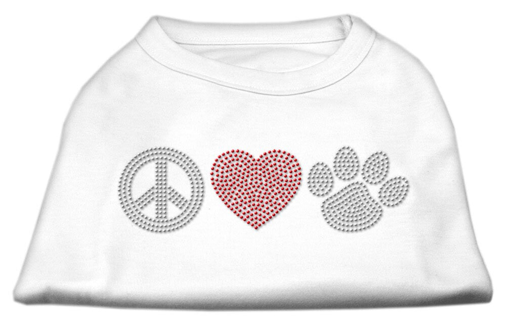 Camiseta para perros y gatos con diamantes de imitación, "Peace Love &amp; Paw"