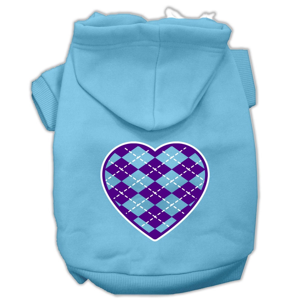Pet Hoodie "Purple Argyle Heart"
