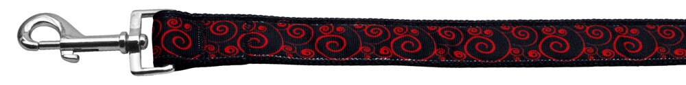 Collar o correa de nailon para perros y gatos, "Red &amp; Black Swirly"