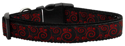 Collar o correa de nailon para perros y gatos, "Red &amp; Black Swirly"