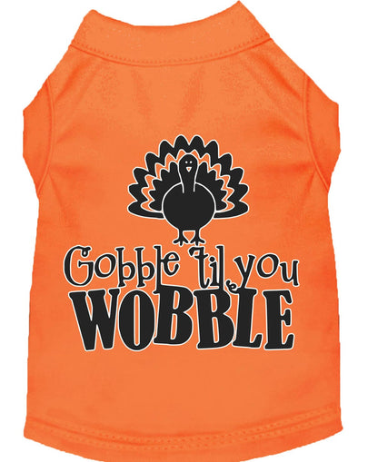 Pet Dog & Cat Shirt Screen Printed, "Gobble Til Ya Wobble"