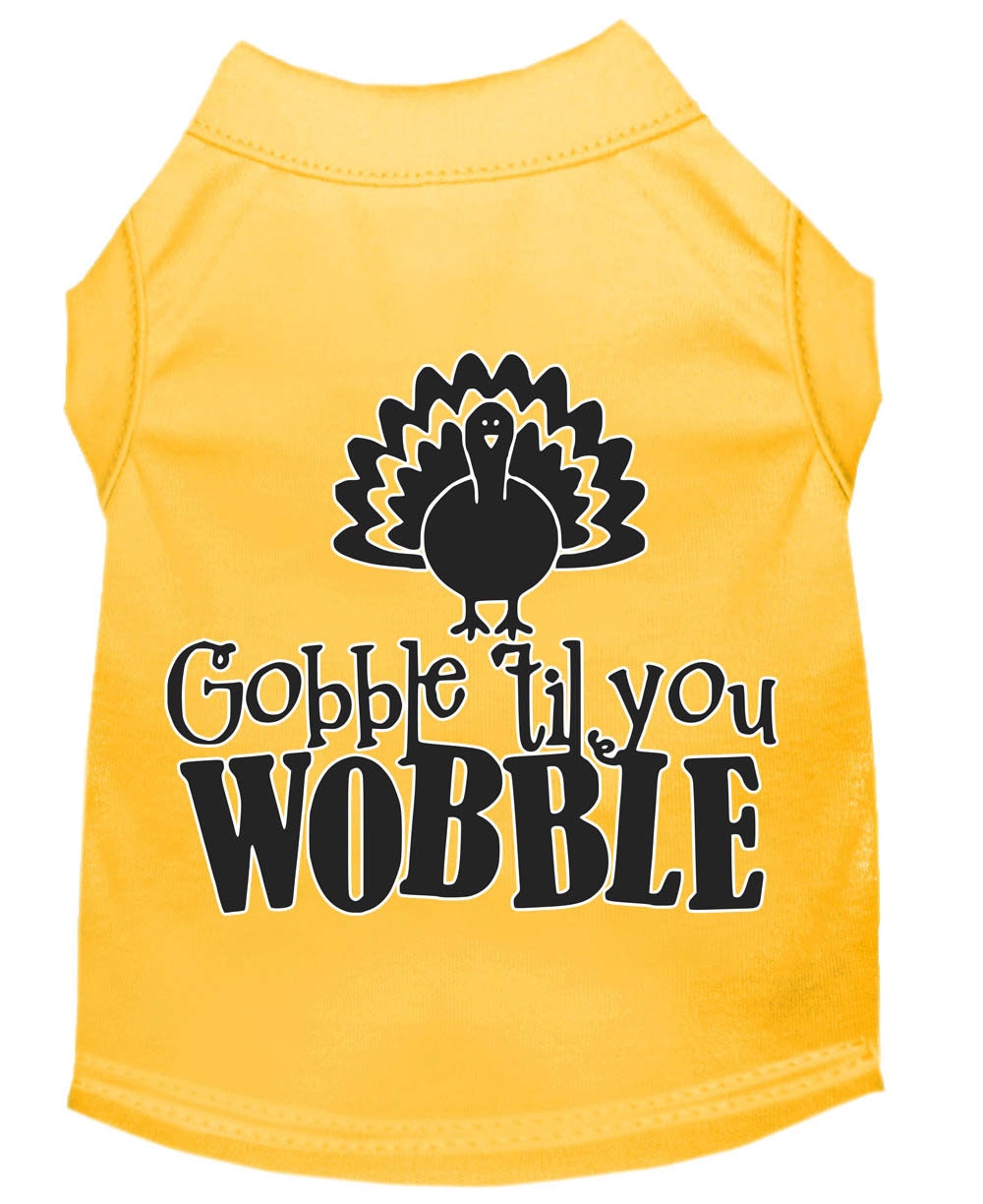 Pet Dog & Cat Shirt Screen Printed, "Gobble Til Ya Wobble"