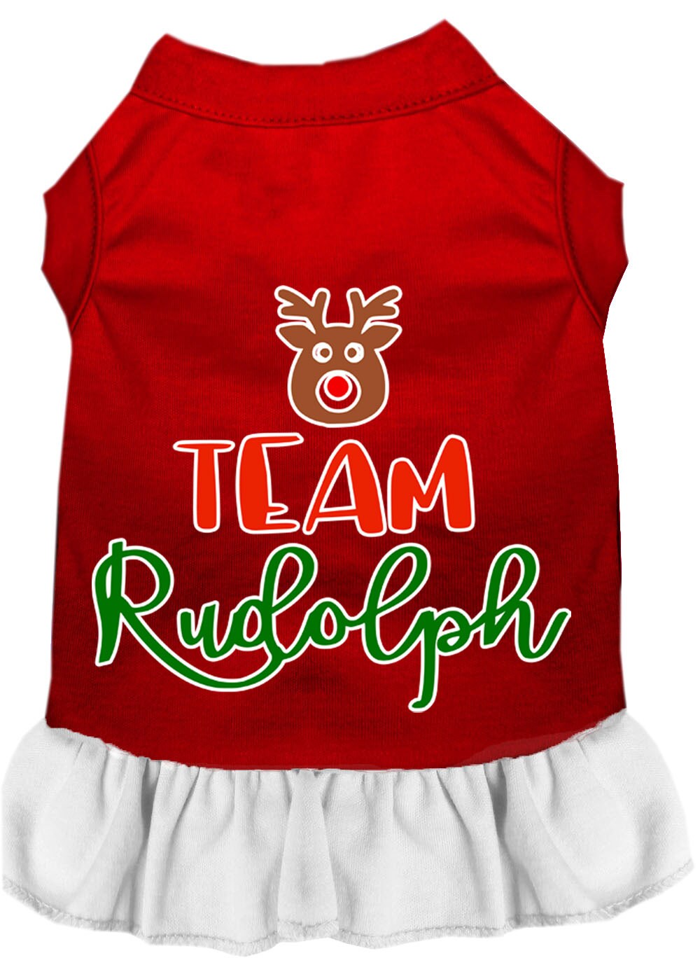 Christmas Pet Dog & Cat Dress Screen Printed, "Team Rudolph"