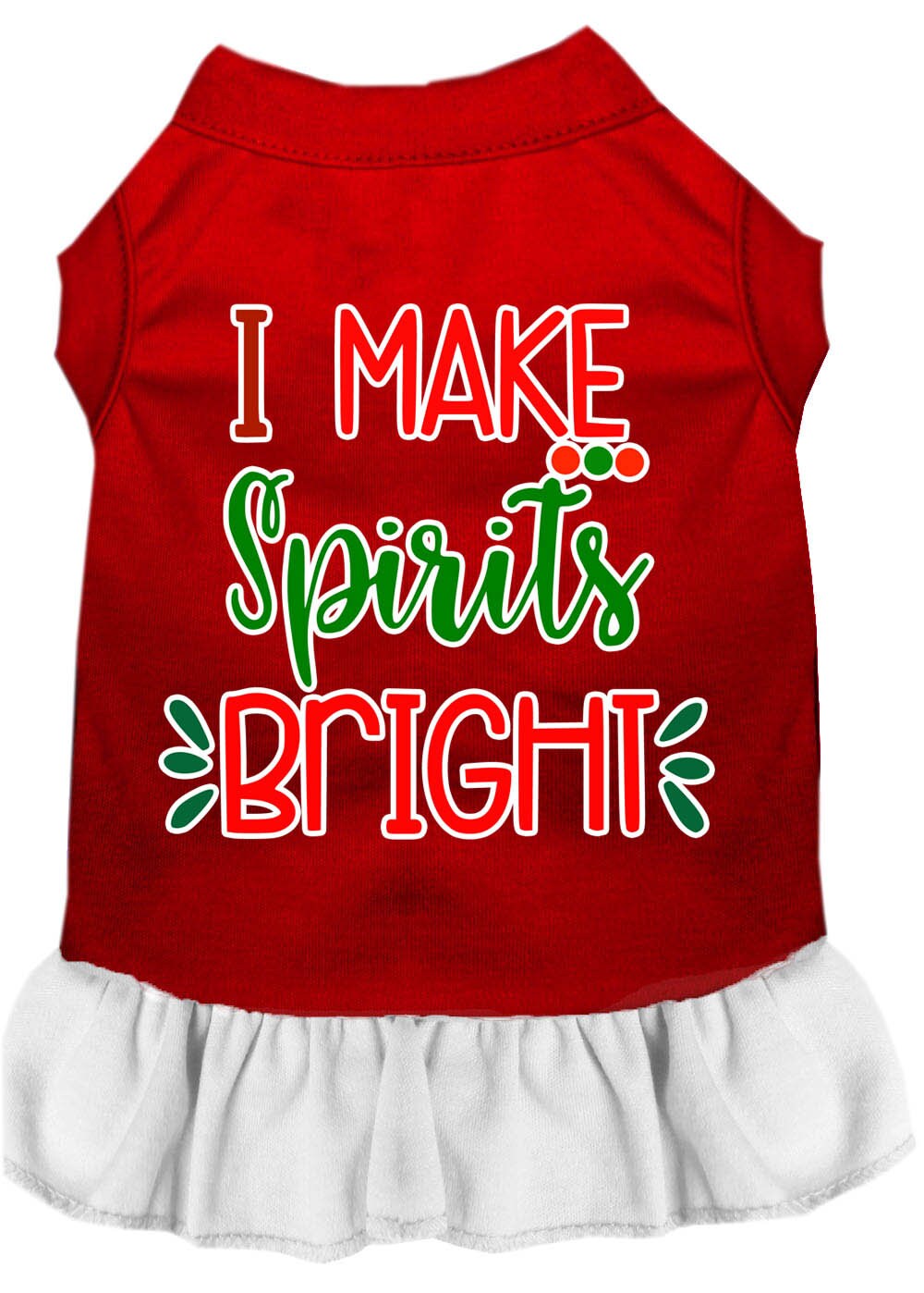 Christmas Pet Dog & Cat Dress Screen Printed, "I Make Spirits Bright"