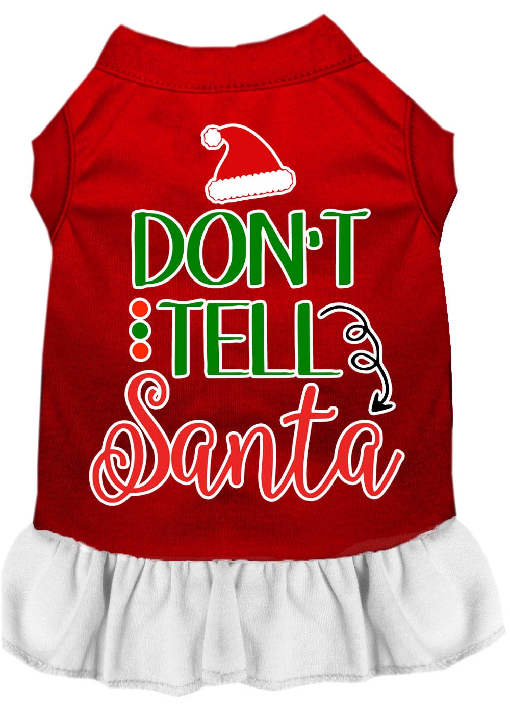 Christmas Pet Dog & Cat Dress Screen Printed, "Don't Tell Santa"