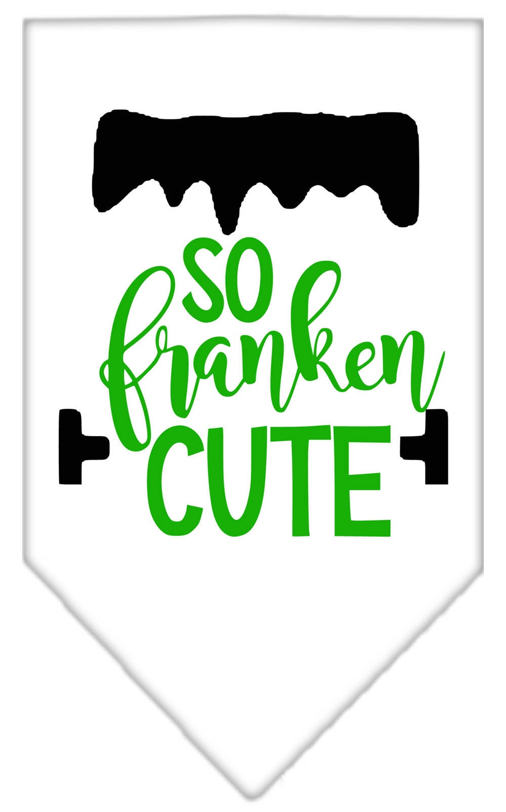 Bandana para perros y mascotas de Halloween serigrafiada con la frase "So Franken Cute"