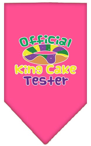 Bandana para mascotas y perros serigrafiada con el texto "King Cake Tester"