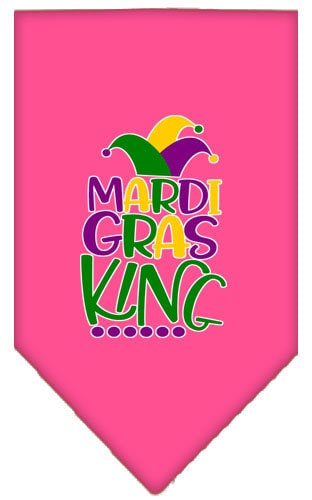 Bandana para mascotas y perros serigrafiada con la frase "Mardi Gras King"