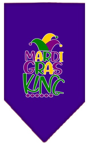 Bandana para mascotas y perros serigrafiada con la frase "Mardi Gras King"