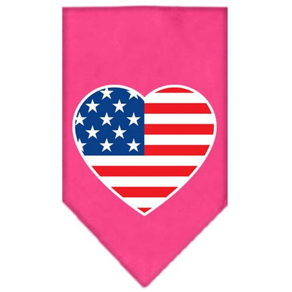 Pet and Dog Bandana Screen Printed, "American Flag Heart"