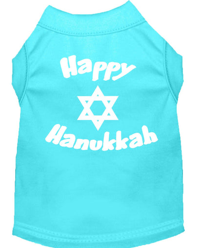 Camiseta para perros y gatos de Hanukkah serigrafiada con la frase "Happy Hanukkah"