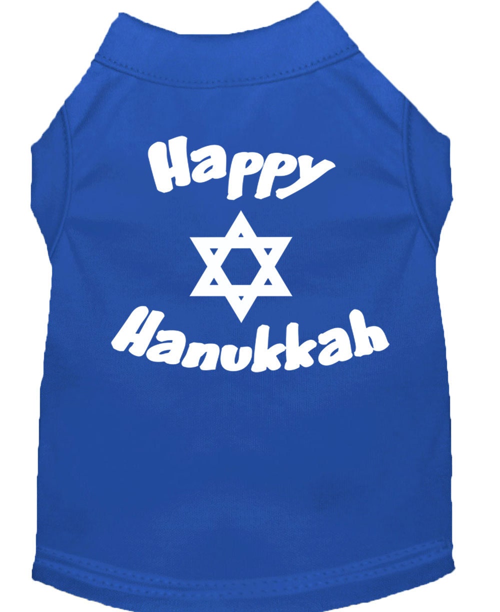 Camiseta para perros y gatos de Hanukkah serigrafiada con la frase "Happy Hanukkah"