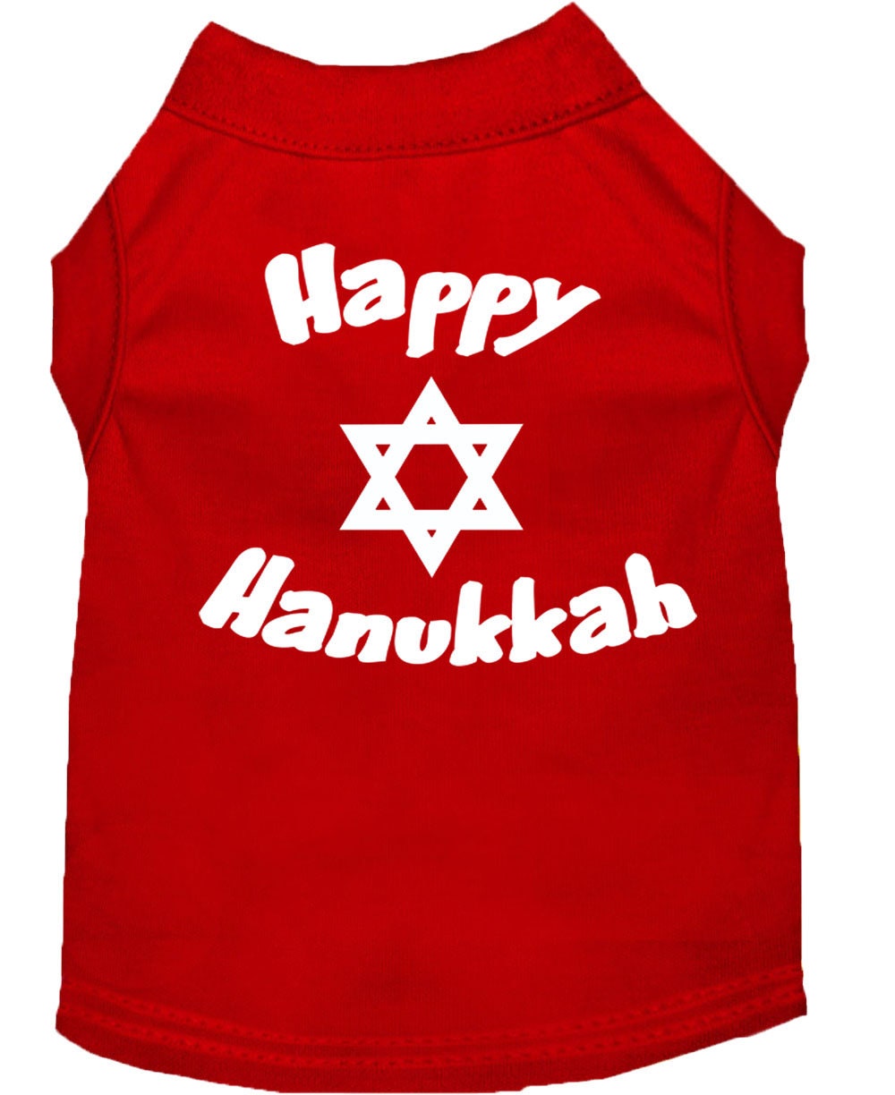 Camiseta para perros y gatos de Hanukkah serigrafiada con la frase "Happy Hanukkah"