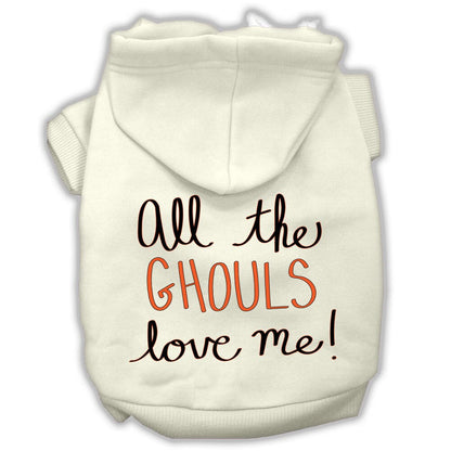 Sudadera con capucha para Halloween para mascotas, perros y gatos con serigrafía "All The Ghouls Love Me"