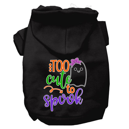 Sudadera con capucha para Halloween para mascotas, perros y gatos con serigrafía "Too Cute To Spook Girly Ghost"