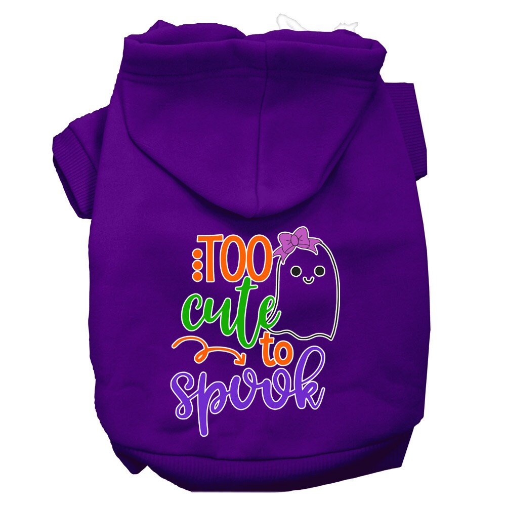 Sudadera con capucha para Halloween para mascotas, perros y gatos con serigrafía "Too Cute To Spook Girly Ghost"