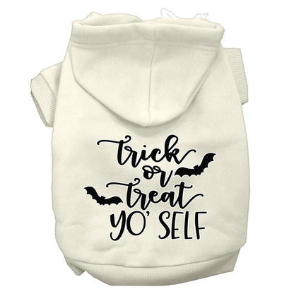 Sudadera con capucha para Halloween para mascotas, perros y gatos con serigrafía "Trick Or Treat Yo' Self"