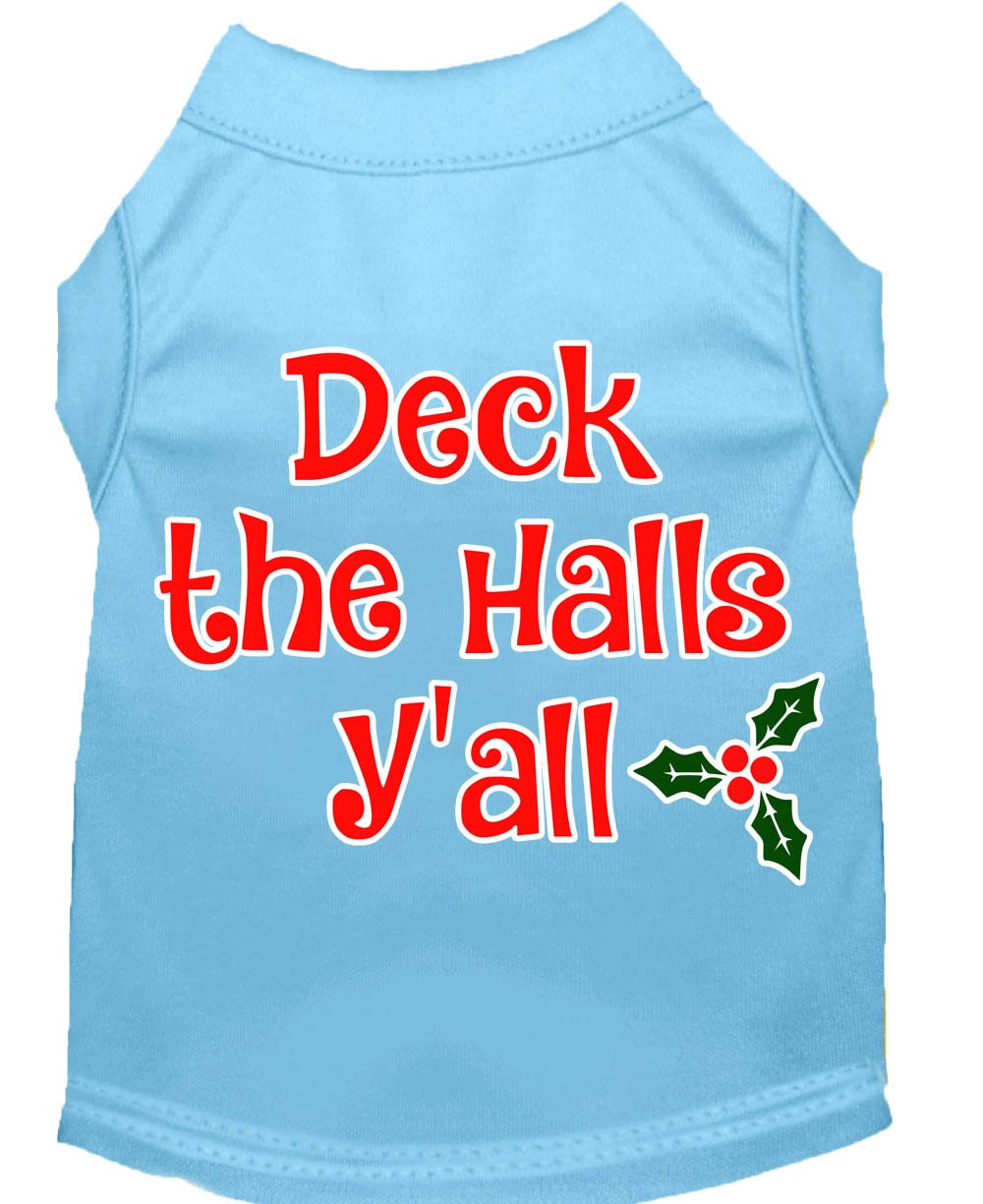 Christmas Pet Dog & Cat Shirt Screen Printed, "Deck The Halls, Y'all"