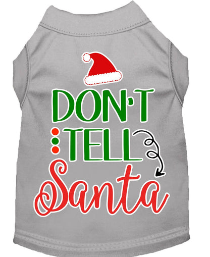 Christmas Pet Dog & Cat Shirt Screen Printed, "Don't Tell Santa"