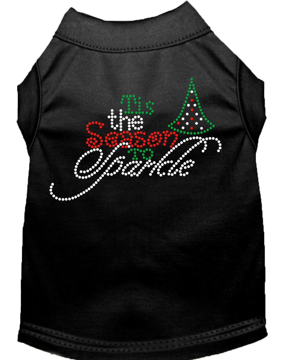 Christmas Pet Dog & Cat Shirt Rhinestone, "Tis the Season to Sparkle"