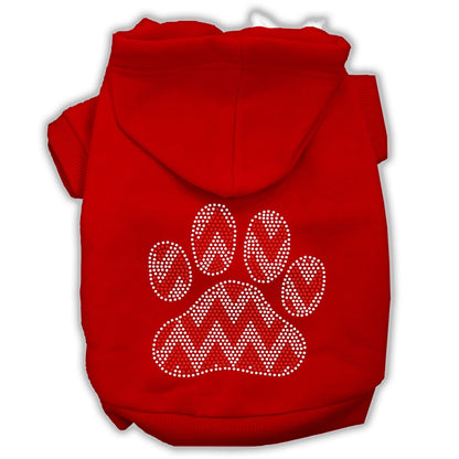 Sudadera con capucha navideña para mascotas, perros y gatos con diamantes de imitación y diseño de pata de chevron con forma de bastón de caramelo