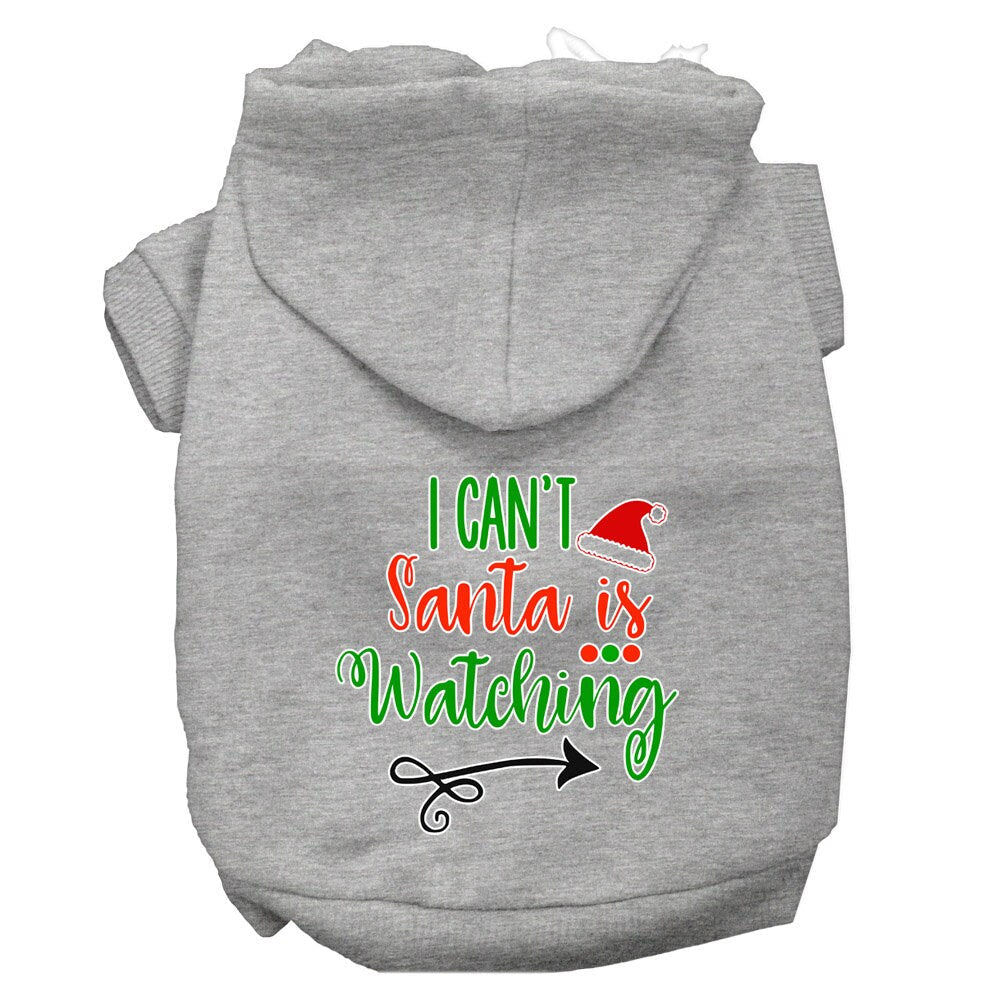 Christmas Pet Dog & Cat Hoodie Screen Printed, "I Can't, Santa Is Watching"