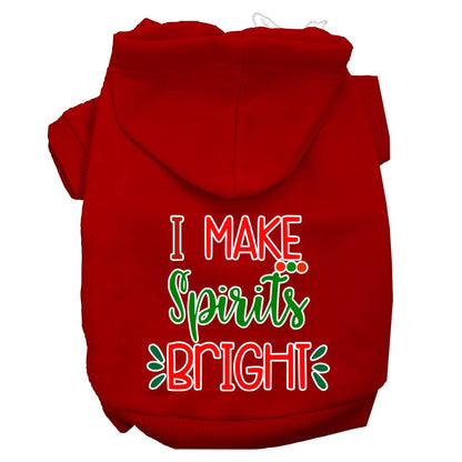 Christmas Pet Hoodie Screen Printed, "I Make Spirits Bright"