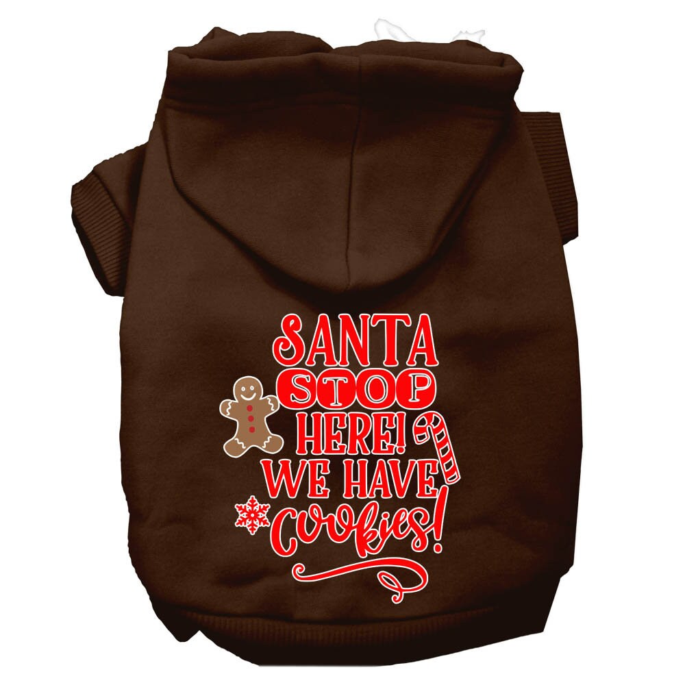 Christmas Pet Dog & Cat Hoodie Screen Printed, "Santa Stop Here, We Have Cookies"