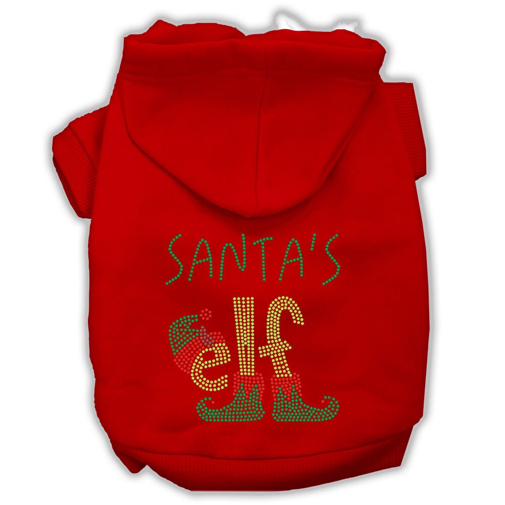 Christmas Pet, Dog & Cat Hoodie Rhinestone, "Santa's Elf"