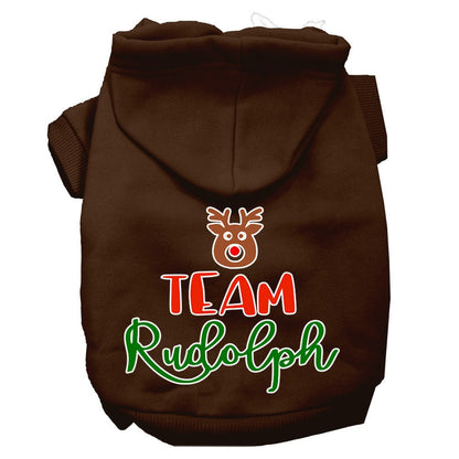 Christmas Pet Dog & Cat Hoodie Screen Printed, "Team Rudolph"