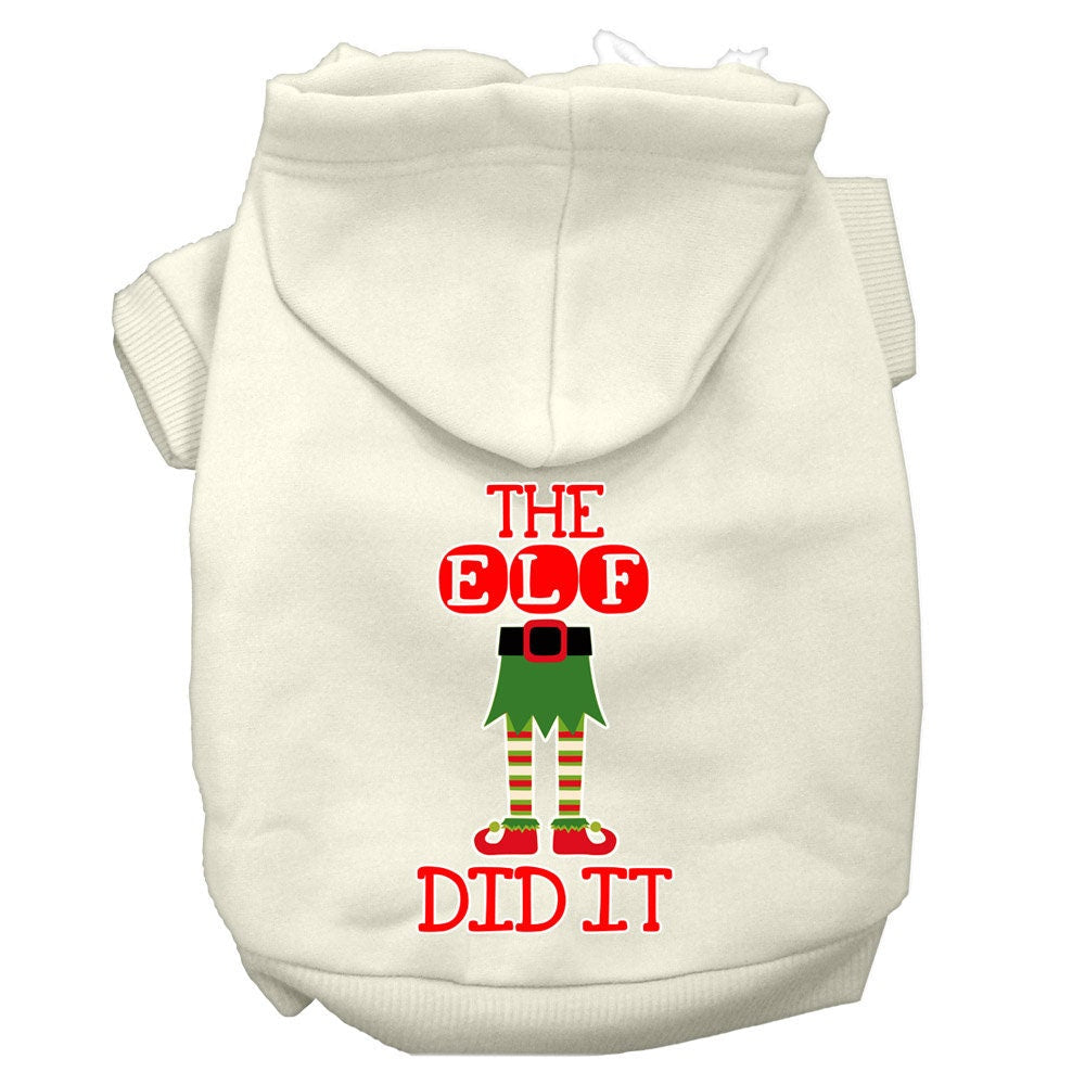 Christmas Pet Dog & Cat Hoodie Screen Printed, "The Elf Did It"