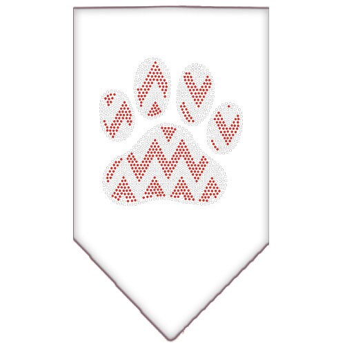 Christmas Pet and Dog Bandana Rhinestone, "Candy Cane Chevron Paw"