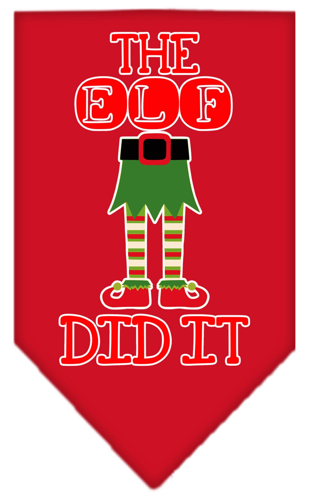 Christmas Pet and Dog Bandana Screen Printed, "The Elf Did It"