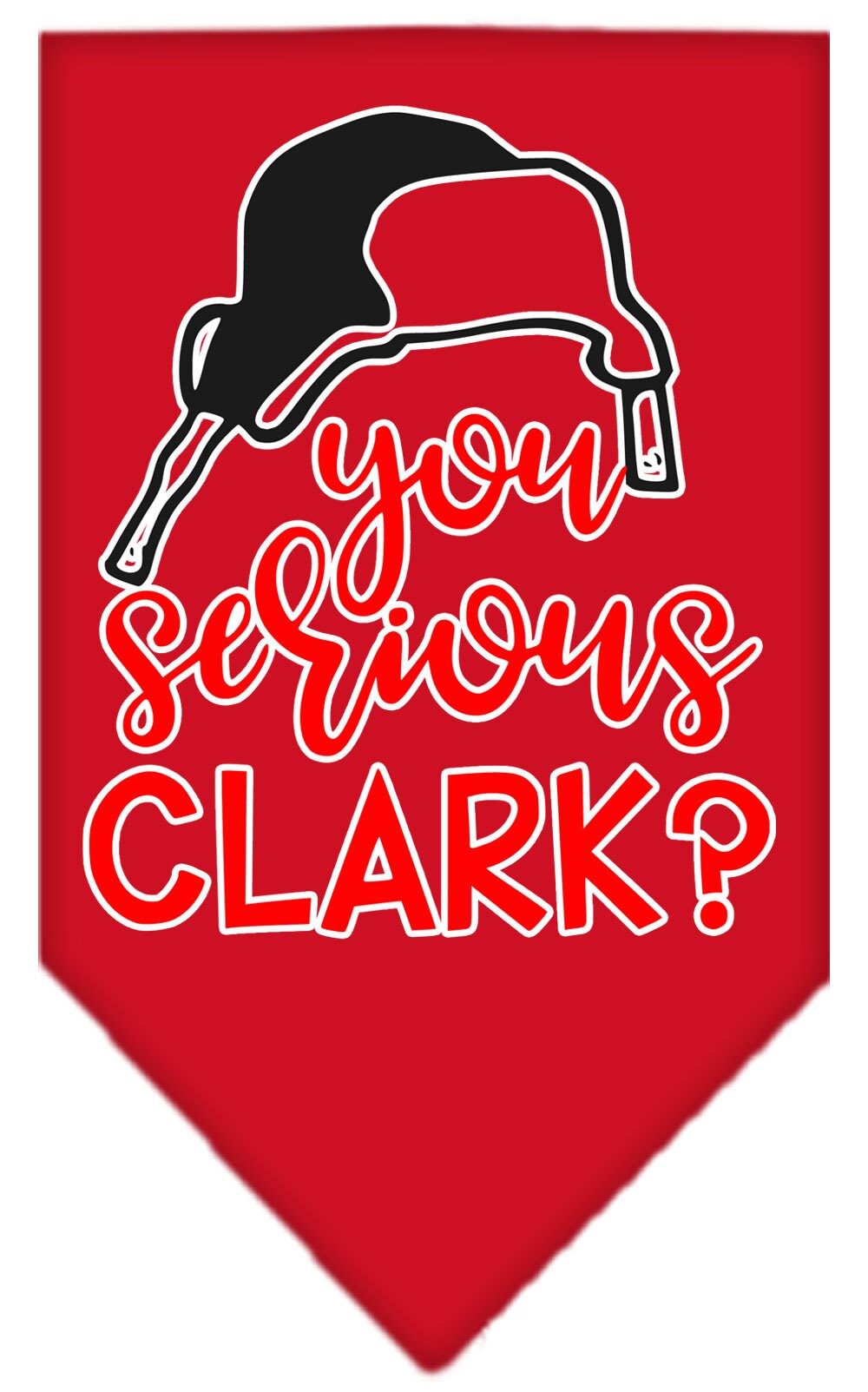 Bandana navideña para mascotas y perros serigrafiada con la frase "¿Hablas en serio, Clark?"