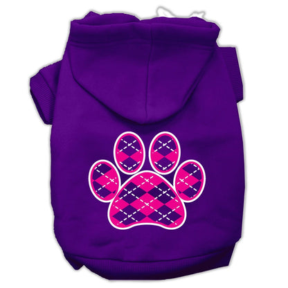 Pet Hoodie "Pink Argyle Paw"