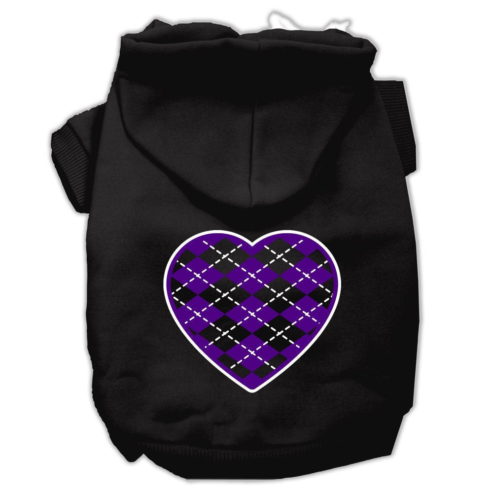 Pet Hoodie "Purple Argyle Heart"