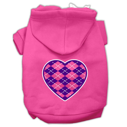 Pet Hoodie "Purple Argyle Heart"