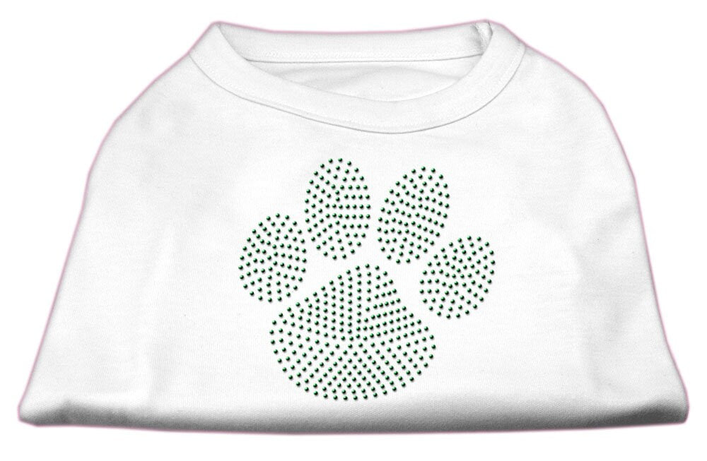 Pet Dog & Cat Shirt Rhinestone, "Green Paw"