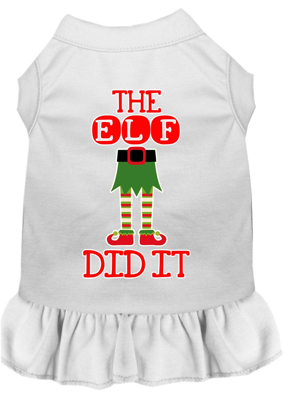 Christmas Pet Dog & Cat Dress Screen Printed, "The Elf Did It"