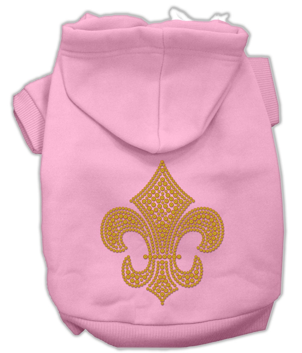 Pet, Dog & Cat Hoodie Rhinestone, "Gold Fleur De Lis"