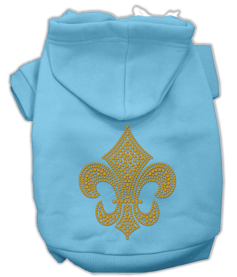 Pet, Dog & Cat Hoodie Rhinestone, "Gold Fleur De Lis"