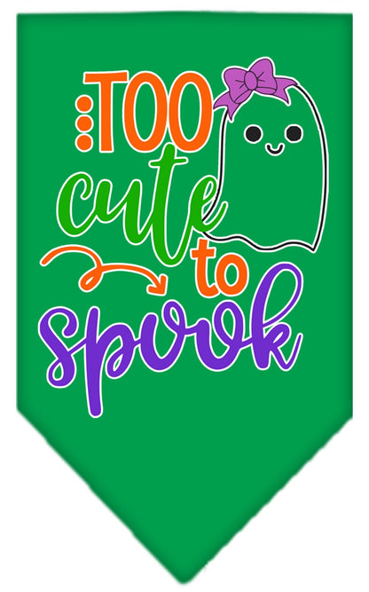 Bandana para perros y mascotas de Halloween serigrafiada con la frase "Too Cute To Spook - Girly Ghost"