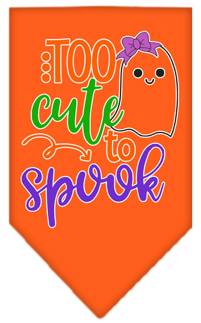 Bandana para perros y mascotas de Halloween serigrafiada con la frase "Too Cute To Spook - Girly Ghost"