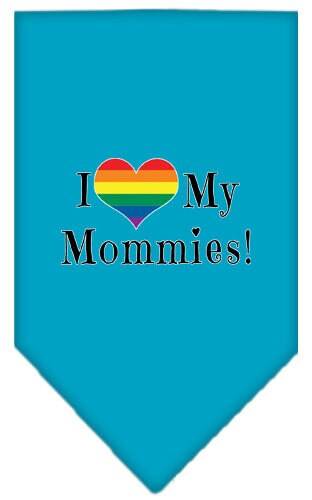 Pet and Dog Bandana Screen Printed, "I Heart My Mommies"