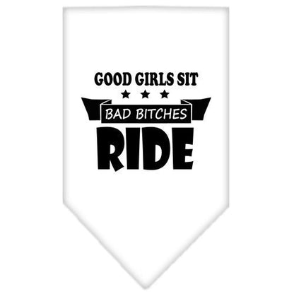 Bandana para mascotas y perros serigrafiada con la frase "Bitches Ride"