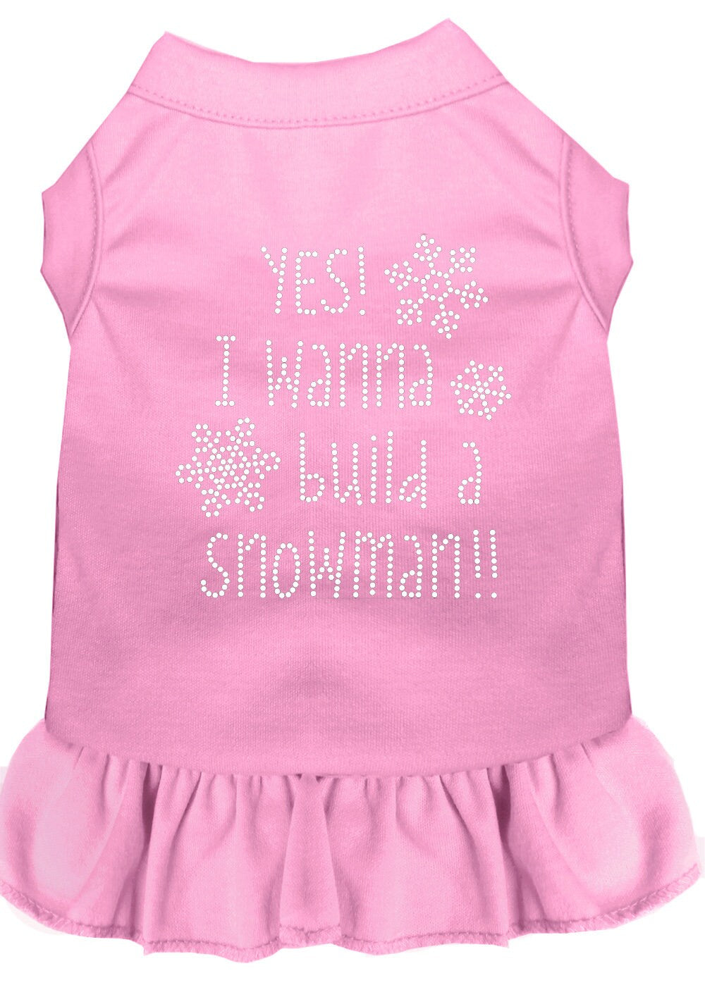 Christmas Pet Dog & Cat Dress Rhinestone, "Yes! I Want To Build A Snowman"