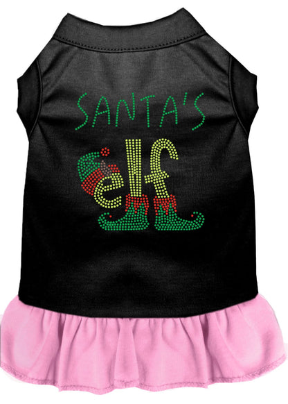 Christmas Pet Dog & Cat Dress Rhinestone, "Santa's Elf"