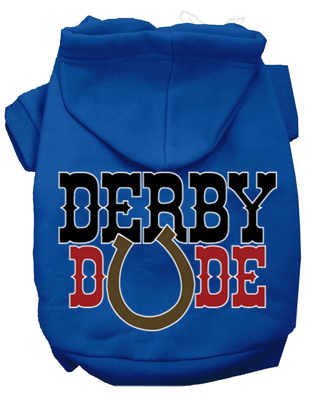 Sudadera con capucha para mascotas, perros y gatos serigrafiada con el texto "Derby Dude"